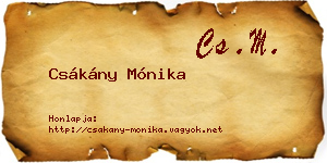 Csákány Mónika névjegykártya